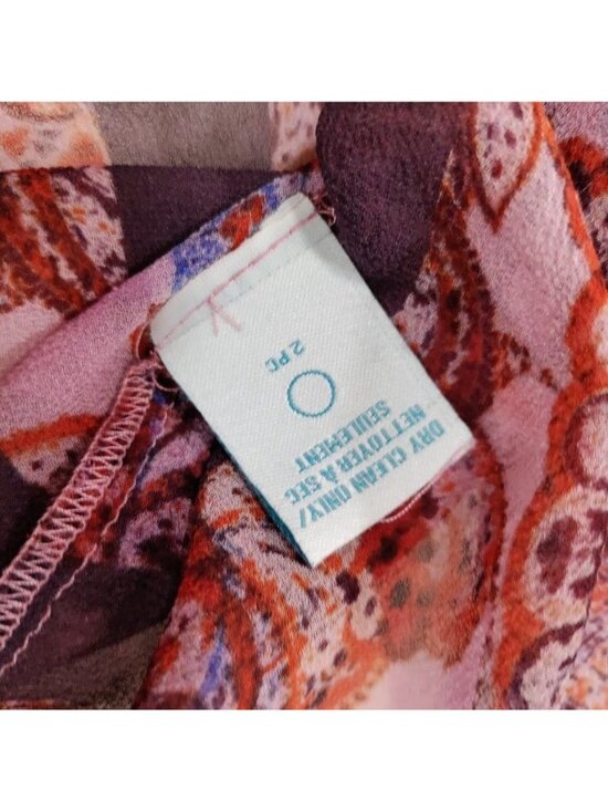 Charlie Jade Silk Womens Paisley Print Boho Tunic Dress M Pink & Red - Picture 10 of 10